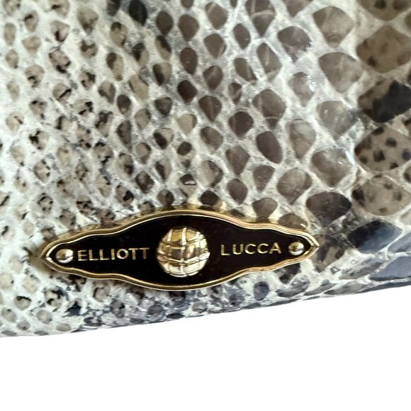 Elliott Lucca 100% Leather Snakeskin Print Hobo Satchel Shoulder Bag Gray - Picture 4 of 15